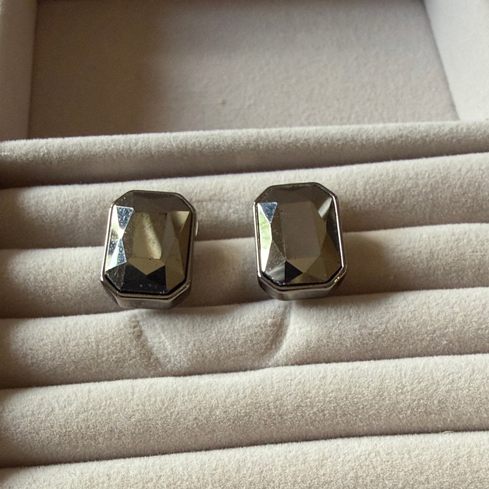Silver-Tone Faceted Crystal Stud Earrings - Women's Costume Jewelry
